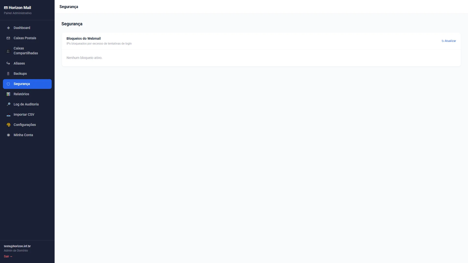 Monitoramento de bloqueios de IP no painel do INBOX